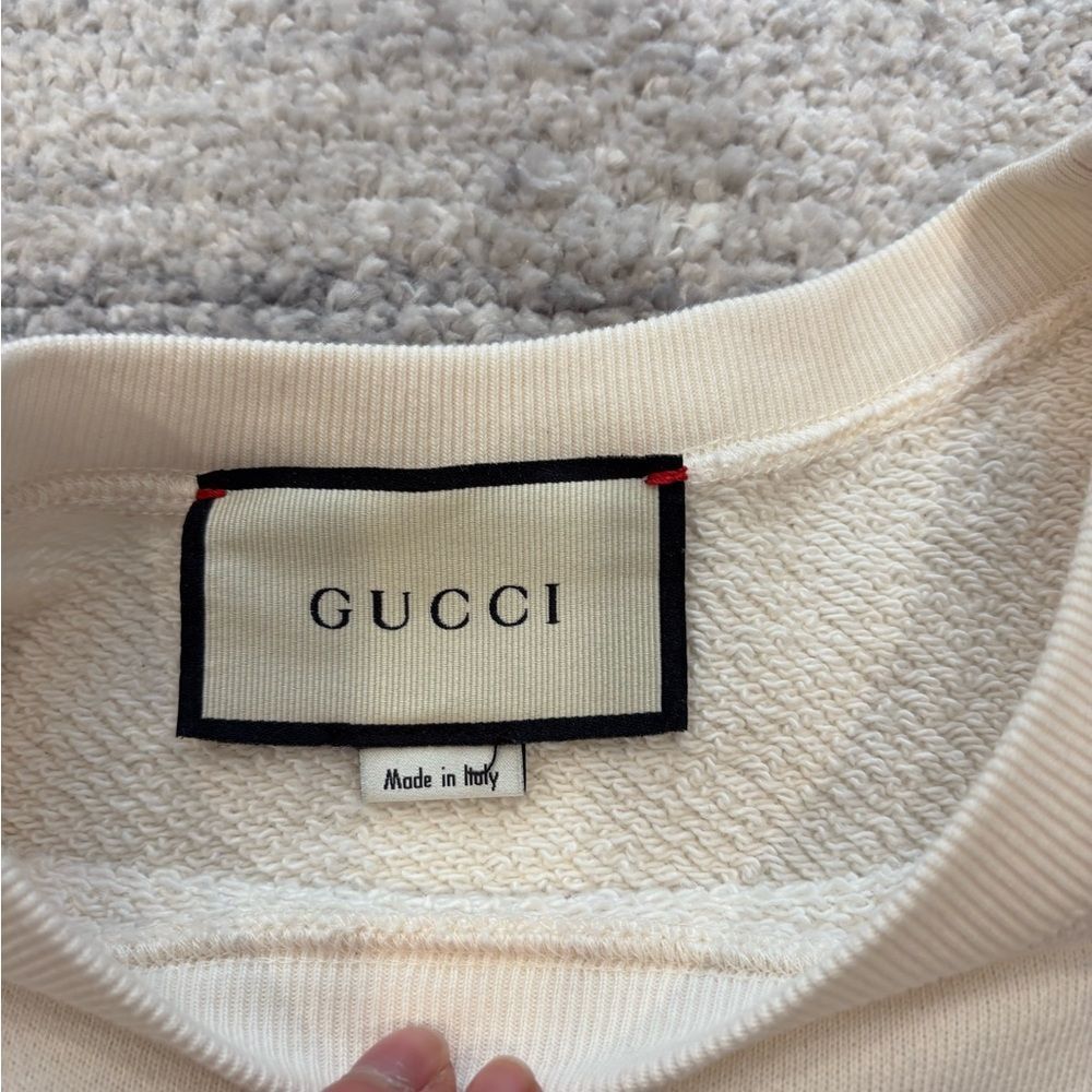 Gucci Ivory and Forest Green Logo Crewneck Sweater - Picture 6 of 7